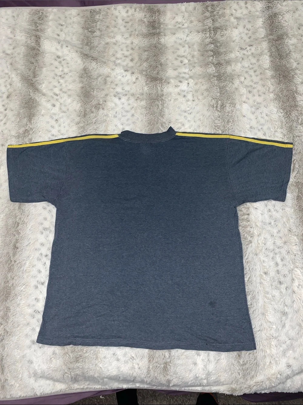 adidas Dark Blue Tee with Yellow Shoulder Stripes
